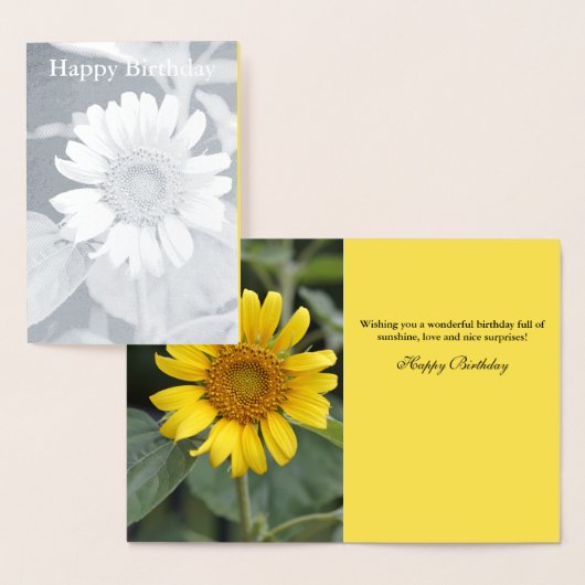 Happy Birthday Yellow Sunflower Silver Foil Card Folienkarte (Anzeige)