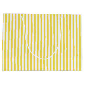 Happy Birthday Yellow/White Simple Stripes Pattern Große Geschenktüte (Rückseite)