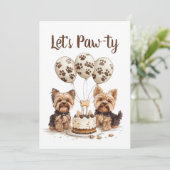 Happy Birthday Yorkie Dog Einladung (Stehend Vorderseite)