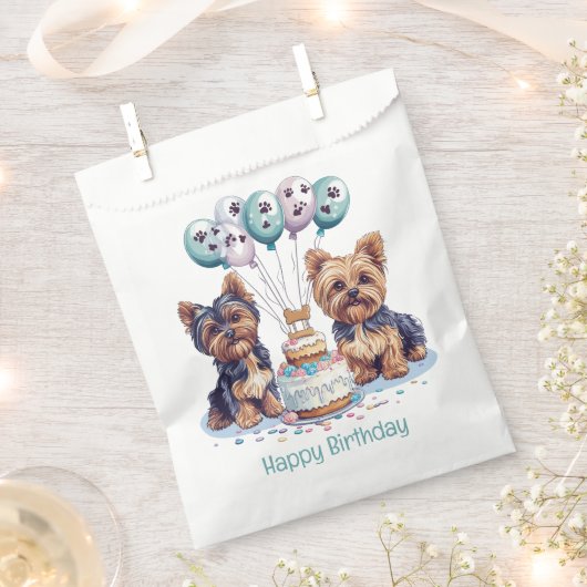 Happy Birthday Yorkie Dog Geschenktütchen (Ausgeschnitten)