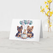 Happy Birthday Yorkie Dog Karte (Gelbe Blume)