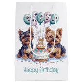 Happy Birthday Yorkie Dog Mittlere Geschenktüte (Rückseite)