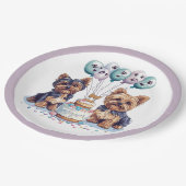 Happy Birthday Yorkie Dog Pappteller (Schrägansicht)