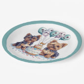 Happy Birthday Yorkie Dog Pappteller (Schrägansicht)