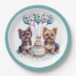 Happy Birthday Yorkie Dog Pappteller
