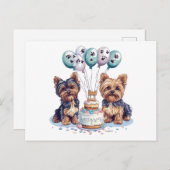 Happy Birthday Yorkie Dog Postkarte (Vorne/Hinten)
