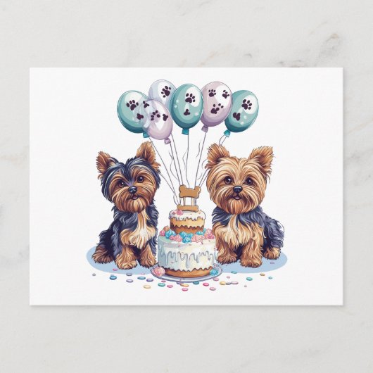 Happy Birthday Yorkie Dog Postkarte (Vorderseite)