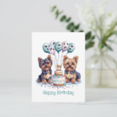 Happy Birthday Yorkie Dog Postkarte (Stehend Vorderseite)
