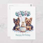 Happy Birthday Yorkie Dog Postkarte (Vorne/Hinten)