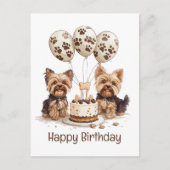 Happy Birthday Yorkie Dogs Postkarte (Vorderseite)