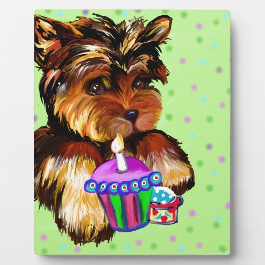 HAPPY BIRTHDAY YORKIE POO FOTOPLATTE (Vorderseite)