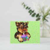 HAPPY BIRTHDAY YORKIE POO POSTKARTE (Stehend Vorderseite)