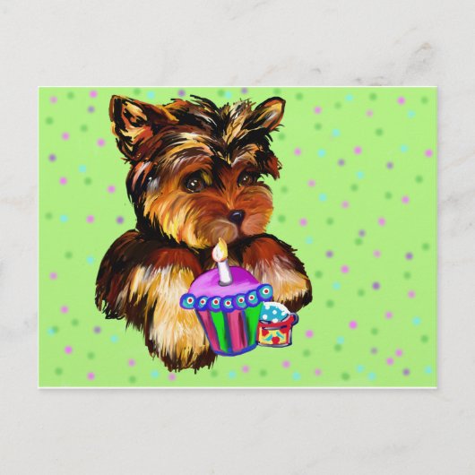 HAPPY BIRTHDAY YORKIE POO POSTKARTE (Vorderseite)