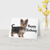 Happy Birthday Yorkshire Terrier Puppy Dog Karte (Gelbe Blume)