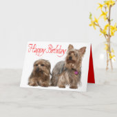 Happy Birthday Yorkshire Terrier Puppy Dog Red Karte (Gelbe Blume)
