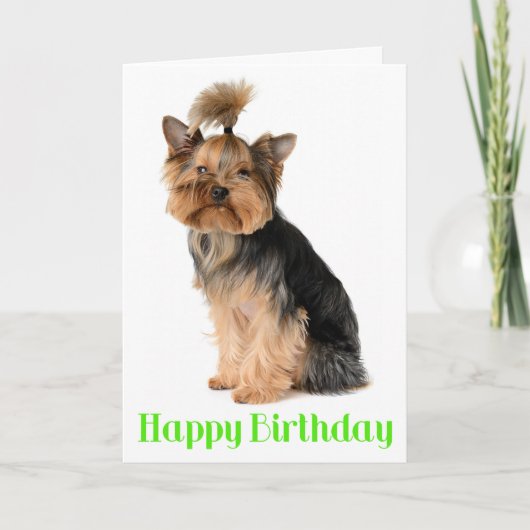 Happy Birthday Yorkshire Terrier Puppy Dog Verse Karte (Vorderseite)