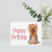Happy Birthday Yorkshire Terrier Puppy Postcard Postkarte (Stehend Vorderseite)