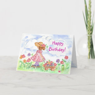Happy Birthday Young Girl Summer Meadow Card Karte