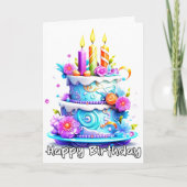 Happy Birthday Yummy Party Cake Karte (Vorderseite)