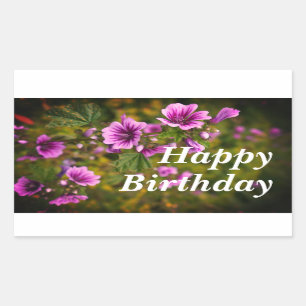 Happy Birthday Zebra Hollyhock Blume #2 Stickers