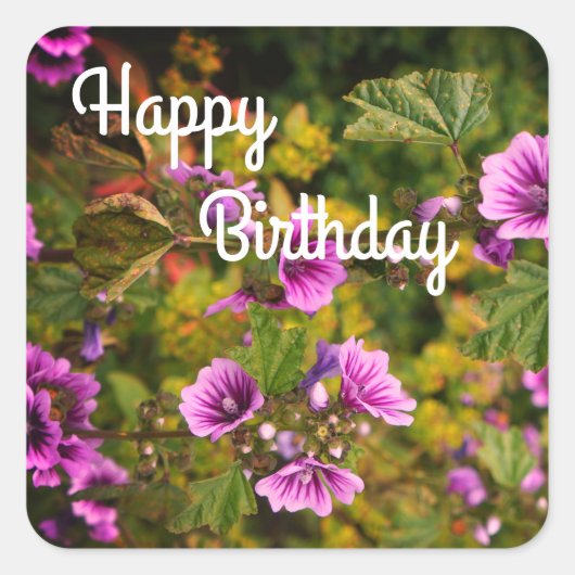 Happy BIrthday Zebra Hollyhock Blume Stickers (Vorderseite)