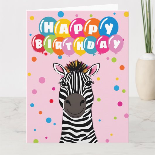 Happy Birthday Zebra Karte (Vorderseite)