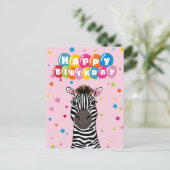 Happy Birthday Zebra Postkarte (Stehend Vorderseite)