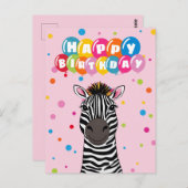 Happy Birthday Zebra Postkarte (Vorne/Hinten)