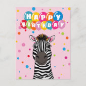 Happy Birthday Zebra Postkarte (Vorderseite)