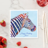 Happy Birthday Zebra Print Personalisiert Napkins Serviette (Beispiel)