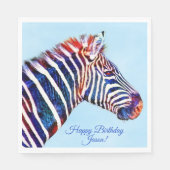 Happy Birthday Zebra Print Personalisiert Napkins Serviette (Vorderseite)