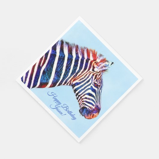 Happy Birthday Zebra Print Personalisiert Napkins Serviette (Ecke)