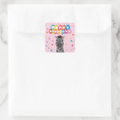 Happy Birthday Zebra Quadratischer Aufkleber (Tasche)