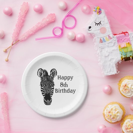 Happy Birthday Zebra w Age Pappteller (Party)