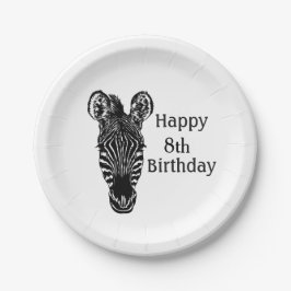 Happy Birthday Zebra w Age Pappteller