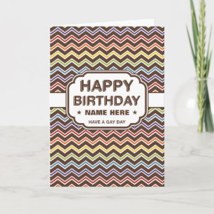 Happy Birthday Zig-Zag Muster Gay Day Karte
