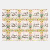 Happy Birthday Zinnia Blume Geschenkpapier Set (Vorderseite 3)