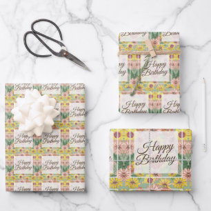 Happy Birthday Zinnia Blume Geschenkpapier Set