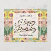 Happy Birthday Zinnia Blume Postkarte (Vorderseite)
