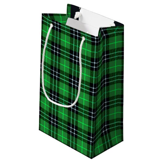 Happy Birthday Zipper auf Tartan Kariert Kleine Geschenktüte (Rückseite Schrägansicht)