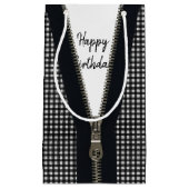 Happy Birthday Zipper on Gingham Kleine Geschenktüte (Vorderseite)