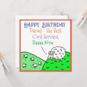 Happy Birthday Zivil Servant Fun Sheep Design Karte (Vorderseite/Rückseite Beispiel)