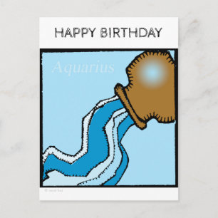 Happy Birthday Zodiac Sign Aquarius Postcard Postkarte