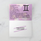 Happy Birthday Zodiac Sign Gemini Karte (Innenseite)