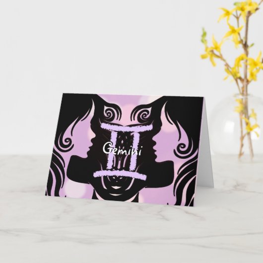 Happy Birthday Zodiac Sign Gemini Karte (Gelbe Blume)