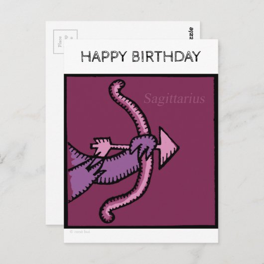 Happy Birthday Zodiac Sign Sagittarius Postcard Postkarte (Vorne/Hinten)