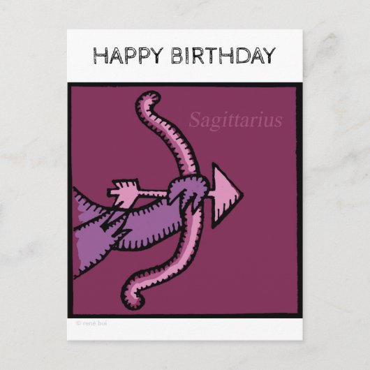 Happy Birthday Zodiac Sign Sagittarius Postcard Postkarte (Vorderseite)