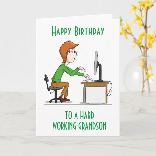 HAPPY BIRTHDAY zu einer hart arbeitenden "GRANDSON Karte (Gelbe Blume)