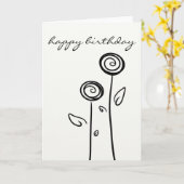 Happy Birthday Zwei Blume Einfache Linie Zeichnend Karte (Gelbe Blume)