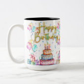 Happy Birthday  Zweifarbige Tasse (Links)